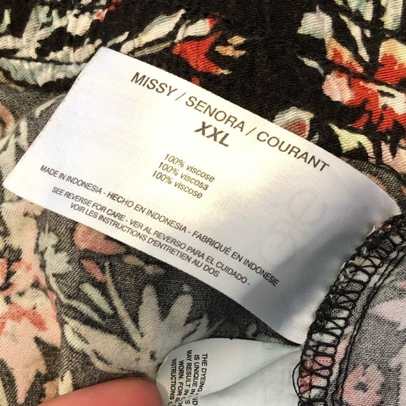 JESSICA SIMPSON Pants Women's Size XXL Black Pink Ankle Length Floral - Picture 7 of 13